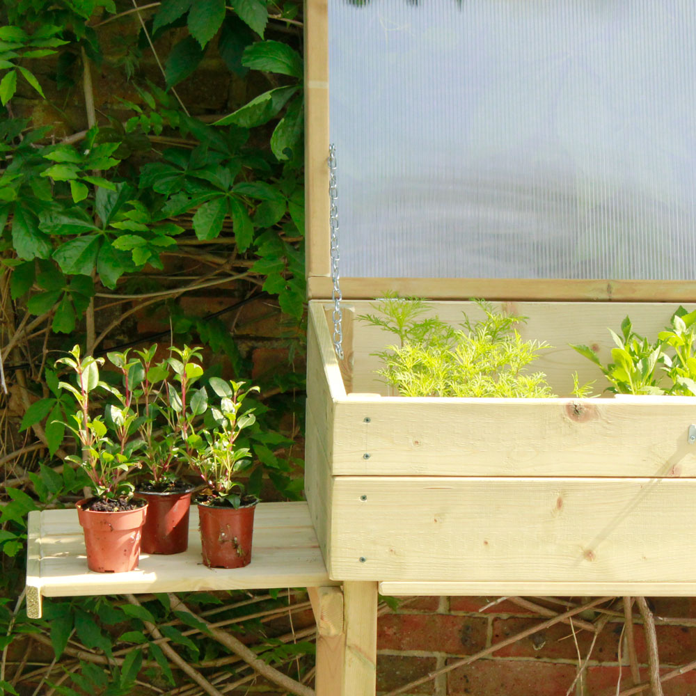 Tall Cold Frame on Legs with Shelves