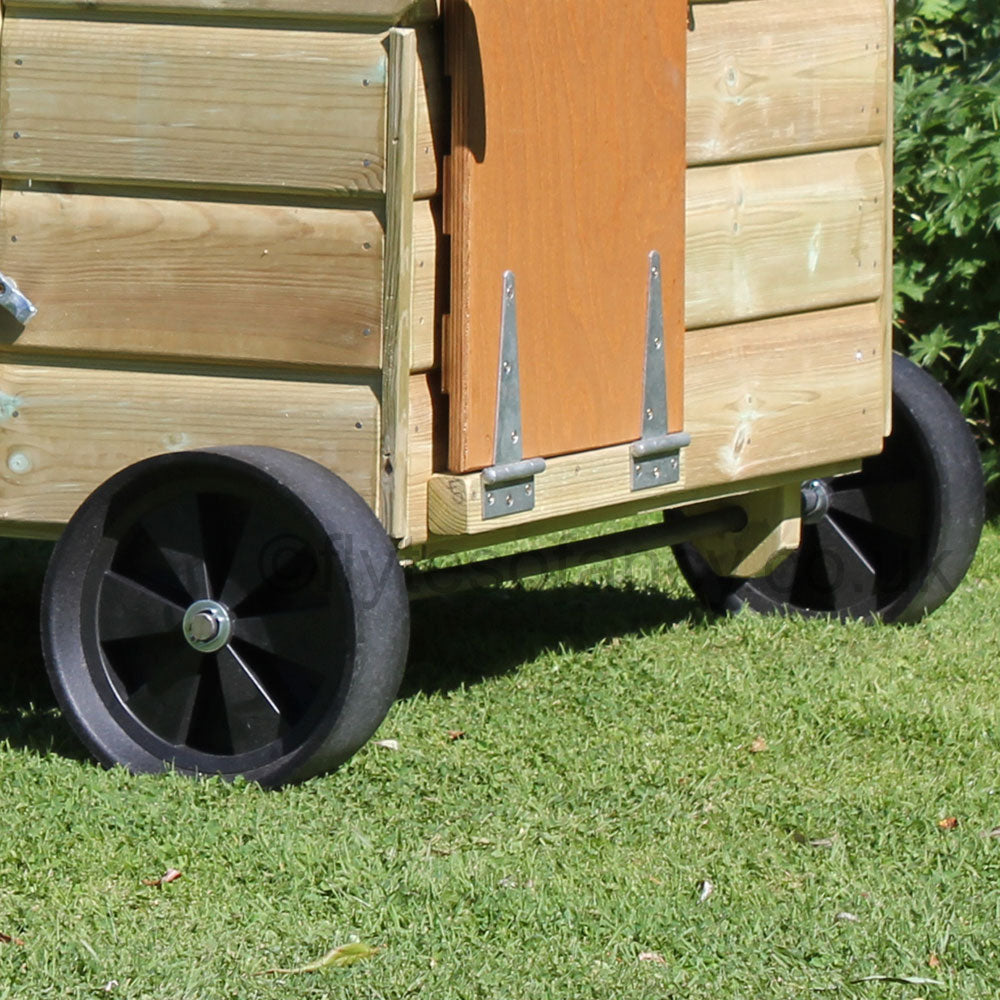 Wheels on axle for Hen Houses